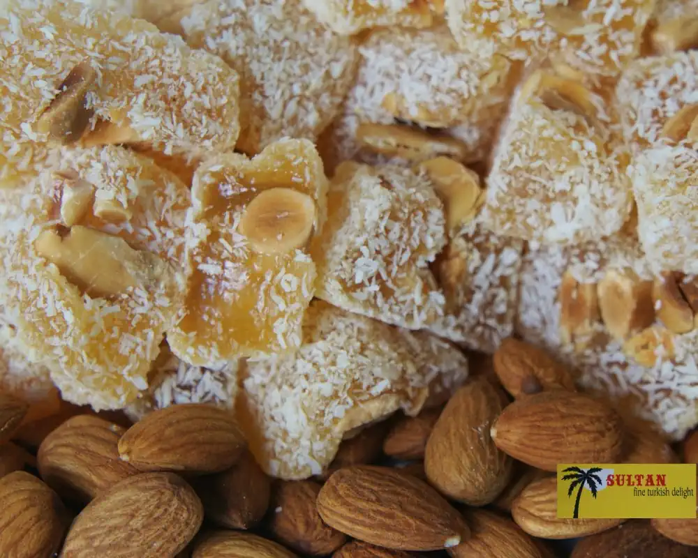 Almond and Coconut Turkish Delight with almonds