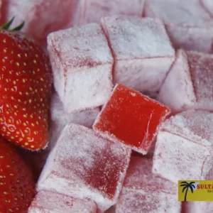 Strawberry Turkish Delight with Sultan Delights Logo